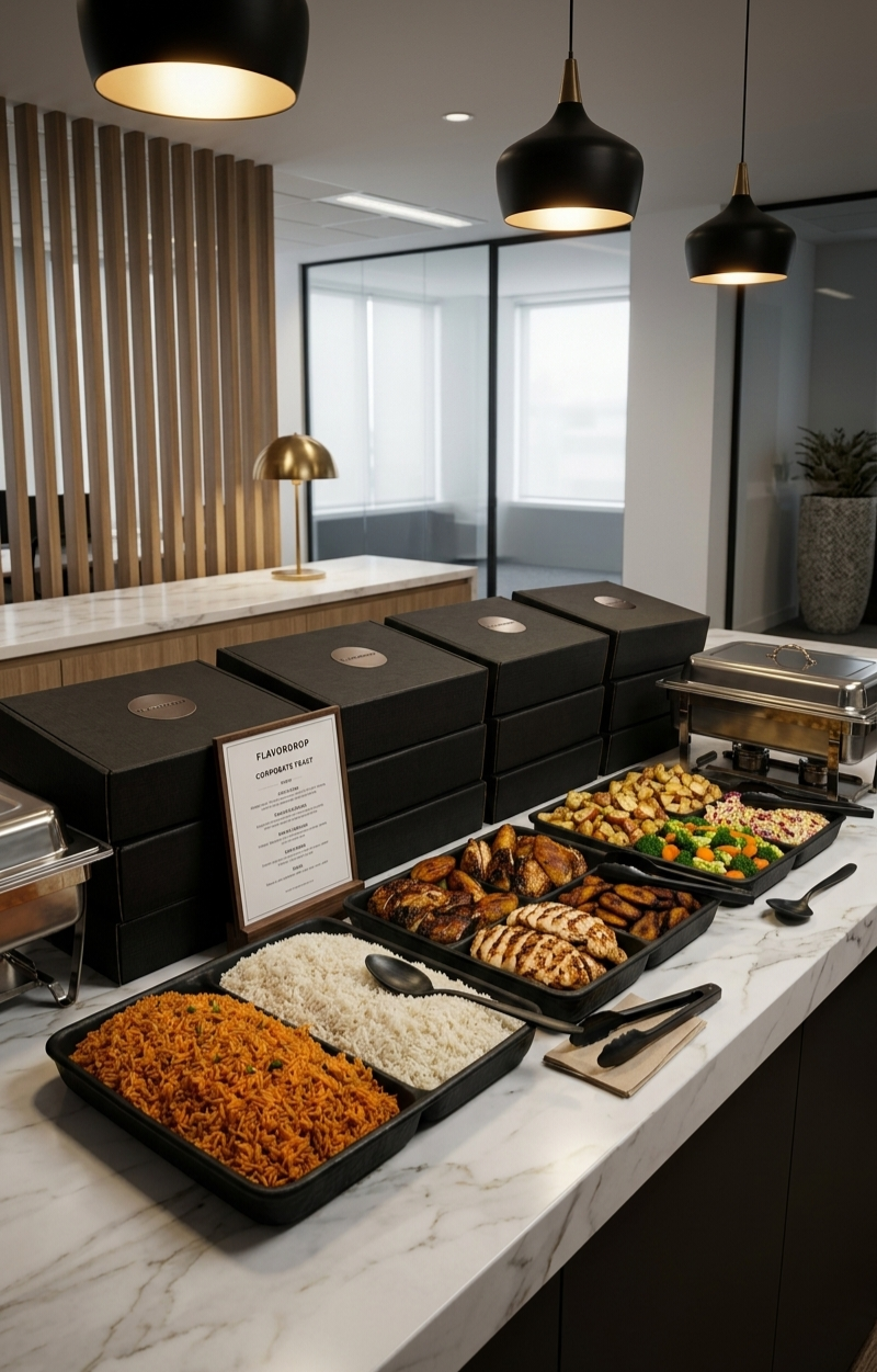 FlavorDrop Office Drop catering box setup for team lunch